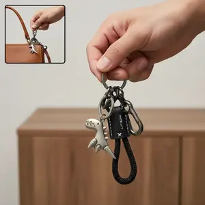 Braided Leather Keychain - Durable, Lightweight Car Key Fob with Metal Ring for Men, Stylish Accessory for Handbag, Everyday Carry, Birthday & Holiday Gift