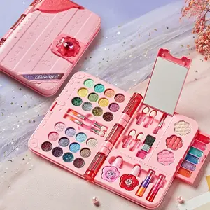 Kids Makeup Toy Set - Magical Glitter Cosmetics Playset Kit with Mirror, Eyeshadows, Lip Gloss, Blush & Brushes, Portable Beauty Case for Pretend Play & Dress Up, Perfect Gift for Christmas, Easter, Birthdays, Kids Vanity