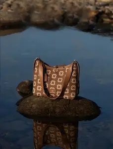 KEEP PERFECT Handmade Knitted Ladies' Handbag with Crochet  Snap Closure & Handle Portable 3D-Knitted Shoulder Bag for Spring Summer Premium soft knit tech casual plain design