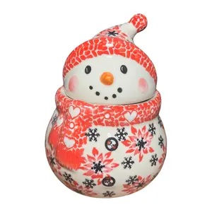 Lidia's Polish Pottery Small Snowman Candy Dish
