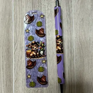 LIVE CLAIM ONLY 2 Pieces Set Bookmark and Pen with Adorable Cowboy Design and Cactus Motifs for Book Lovers