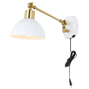 JONATHAN Y Lisa 18" Swing Arm Modern Midcentury Iron USB Charging Port LED Sconce