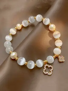 Imitation Cat's Eye Cuff Bracelet, Elegant Minimalist Bangle for Women, Stylish Synthetic Gemstone Jewelry, Fashionable Bracelet, Perfect Birthday and Anniversary Gift, Trendy Stack Bangle