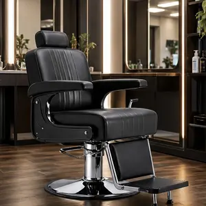 Hydraulic Barber Styling Chair Black PU Leather Heavy Duty Steel Frame Salon Beauty Chair with Chrome Base for Hair Salon Spa Barbershop Home Use, Black Color Options, PU Material, Product Weight: Not Applicable lb, Color: Black