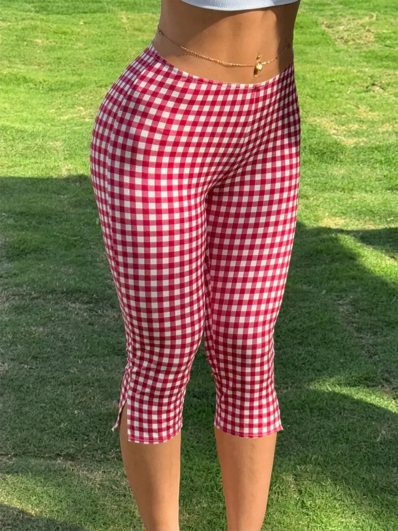 checkered capri pants - TikTok Shop