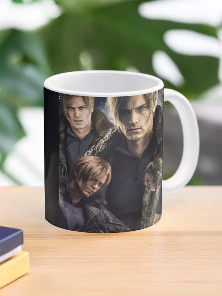 Vintage Leon Kennedy Bootleg Character Design Glossy Glazed Ceramic Coffee Mug - Reusable, Washable Kitchenware Drinkware Cup for Daily Use, Character Design Mugs, Glazed Mugs
