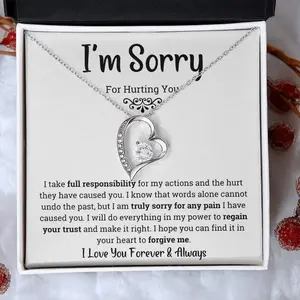 Family Gift Mall Im Sorry Gifts For Her, Apology Gifts For Her, I Love You I'm Sorry Gift, Giant Sorry Forgiveness Necklace