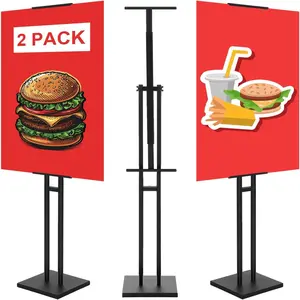 2 Pack Sign Stands Poster Banner Stands for Display up to 59 Inches, 180° Poster Holder Standing Display Pedestal for Board & Foam, Black