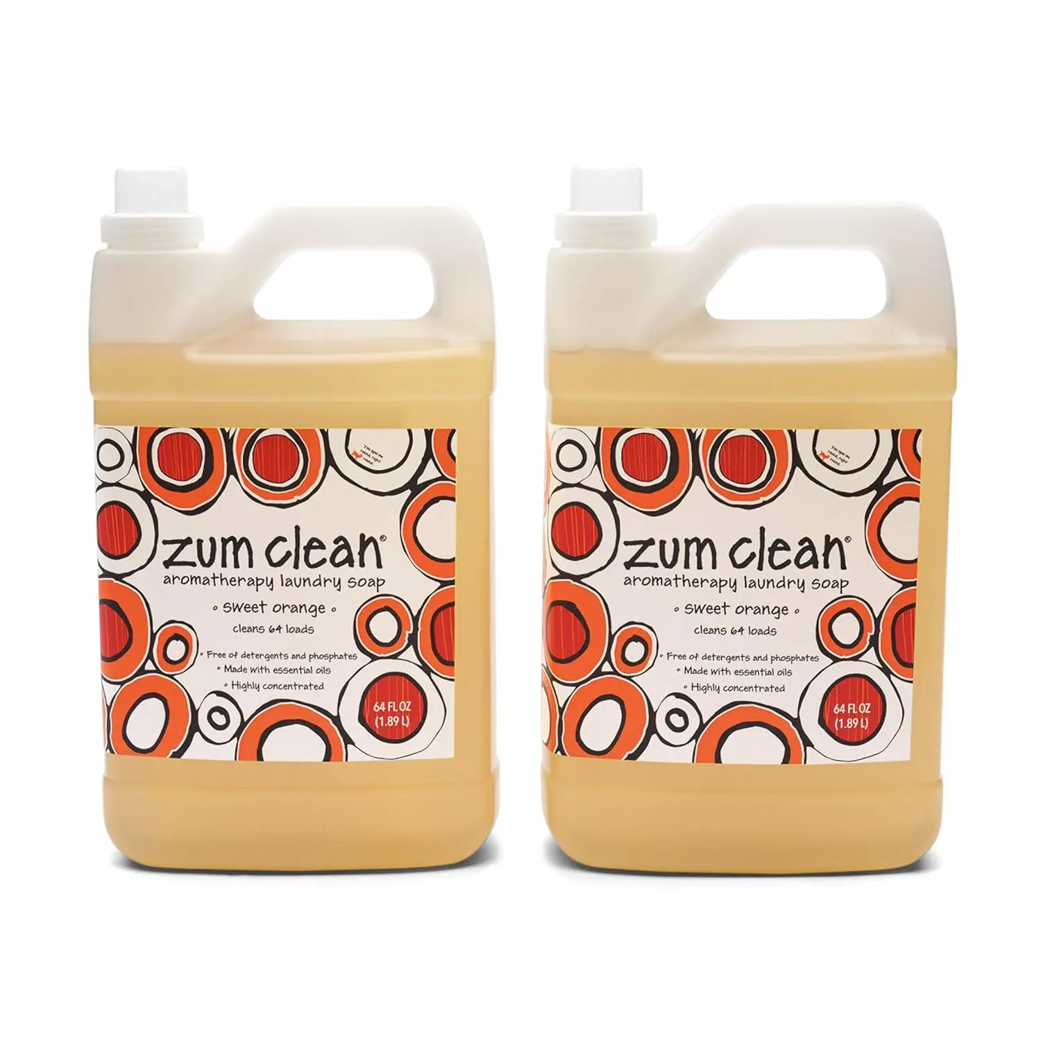 Zum Clean Laundry Soap - -Based Liquid Laundry Soap - Contains Baking Soda, Essential Oils & Saponified Coconut Oil - Sweet Orange Scent - 64 fl oz (2 Pack)