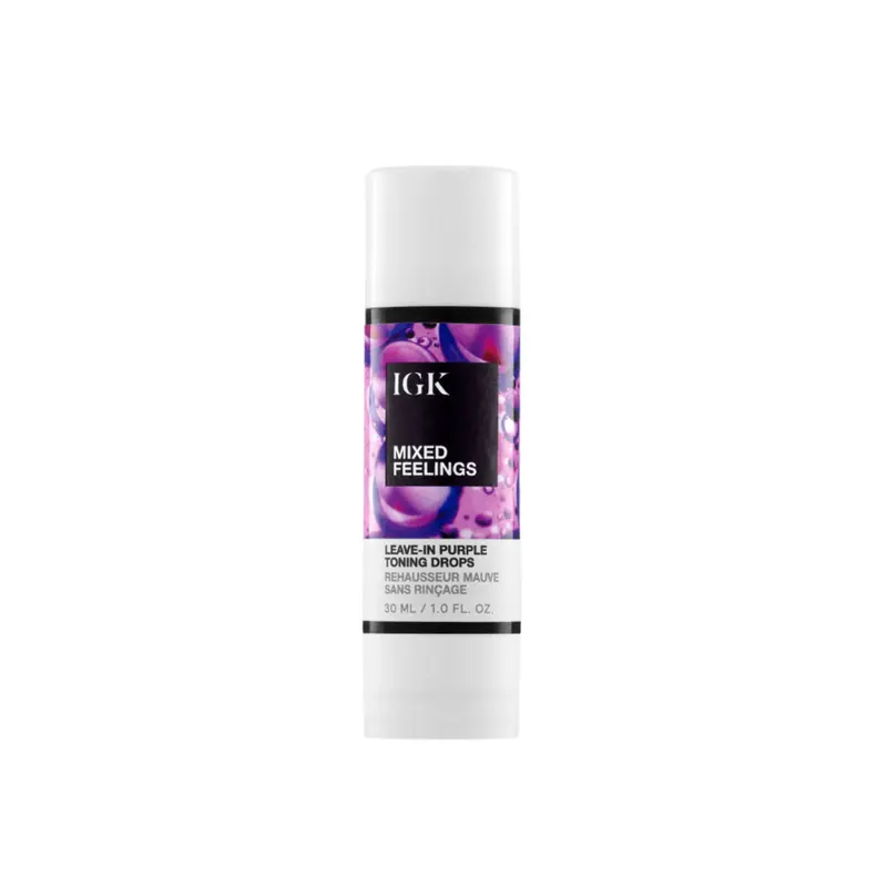 IGK MIXED FEELINGS Leave-In Blonde Toning Drops | Brighten + Neutralize Brass | Vegan + Cruelty Free | Violet Pigment Toner Cleanser | 30ml | 1 oz