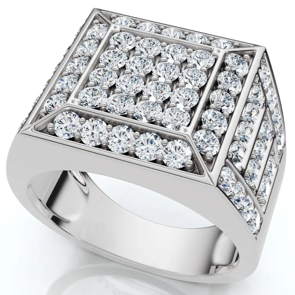 Men's 3Ct Square Diamond Fashion Pinky Ring 10k Gold Lab Grown
