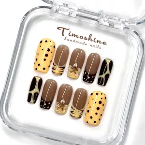 Timoshine | LATTE CLOUD 10PCS Handmade Press On Nails REUSABLE 3D Gel fake nails acrylic press nails