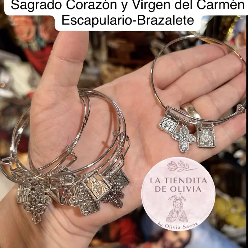 Sagrado Corazón y Virgen del Carmen Escapulario-Brazalete