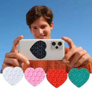 Heart Suction Cup Phone Mount Sticky Mobile Phone Stand Strong Grip Holder Silicone Double-Sided Phone Case for Selfies