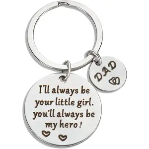 Dad Keychain Gifts from Daughter, Father’s Day, Birthday, Thanksgiving Gift for Dad, I will Always be Your Little Girl, You will Always be My Hero Dad Keyring
