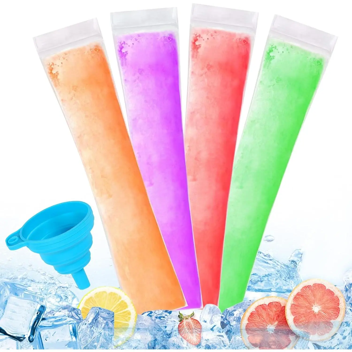 150 Disposable Ice Popsicle Mold Bags Comes With A Funnel,  Freezer Tubes,  Snack Yogurt Stick Juice Fruit Smoothies Ice Freezing