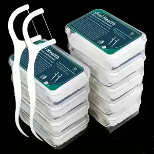 OralHealth 50-Piece Dental Floss Picks in Compact Box Mint Flavored Easy-Grip Handle for Effective Plaque Removal Pre-Threaded for Immediate Use