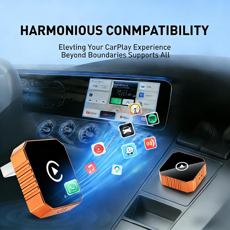 2026 New 2-in-1 Wireless CarPlay Adapter, High-Speed No-Latency Connection & Hands-Free Calling, Compatible with All Apple & Android Phones for Car Entertainment Systems