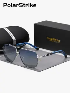 Unisex Vintage Square Frame Polarized Sunglasses, Trendy Casual Sunglasses for Outdoor Sports, Fashion Accessories for Everyday Use, Metal Frame Material, Polarized Lenses, Trendy Beach Eyewear