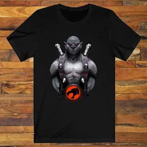 Thundercats Panthro Animated Cartoon Men's Black T-Shirt gift for her, him, full size