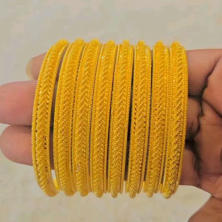 Female Casual Gold Color Bangle Set, Bracelet Stacks as Shown in Product Image