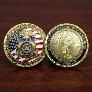 United StatesInvestigation Souvenir Gold Plated Coin Collection ST. Micheal Commemorative Coin Challenge Coin