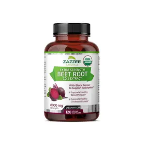 USDA Organic Beet Root 8000 mg Strength 20:1 Extract, 120 Vegan Quick Release Capsules, Black Pepper Extract for Enhanced Absorption, Supports Nitric Oxide Production, Non-GMO, Made in The USA
