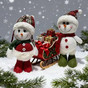 Christmas Snowman Doll Desktop Decoration Ornaments Decor, Cute Christmas for Home Kitchen Fireplace Shelf Window Sill, Holiday Party Gift