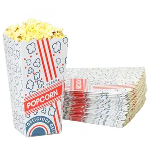 Retro 1.75 oz Paper Popcorn Scoop Box Set - Large, Red, White and Blue Classic Disposable Tableware (25-Count) for Home, Festive & Party Supplies