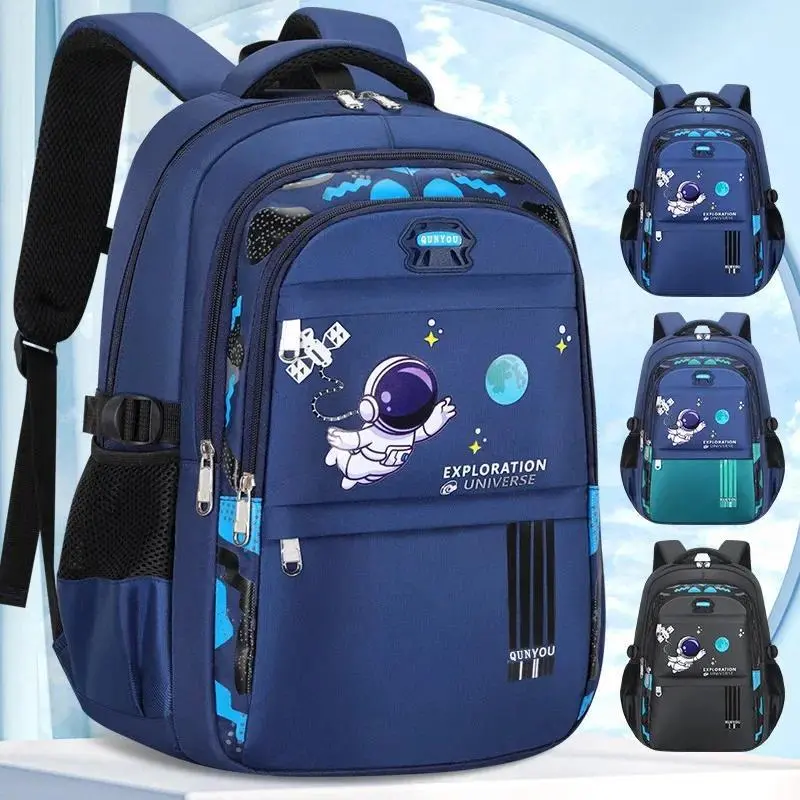 Kids Space Printed Waterproof Zip Backpack for Primary School Boys, with Book Storage, Multiple Pockets, Luggage Bag
