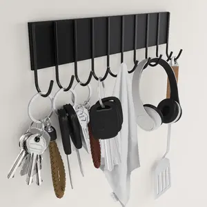 Key Holder For Fridge With 10 Hooks,  Utensil Holder For Wall,   Key Hanger Hooks Organizer, Magnent Key Rack For Kitchen Metal Door Garage Grill Tools Coat Towel Purse