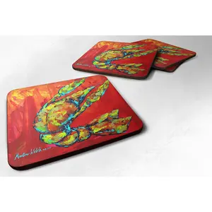Set of 4 Crawfish Hot Craw Foam Coasters