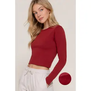 Long Sleeve Crew Neck Inner Seamless Crop Top