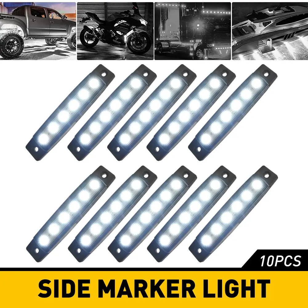 10x 3.8" Smoked Amber/Red/White/Green Side Marker Clearance Lights 6 LED for Truck Trailer
