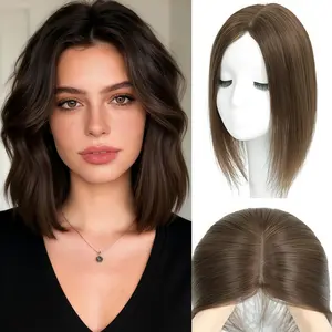 Yetta Beauty Real Human Hair Toppers for Women 10" Fluffy Natural 12*13CM Base Clip in Bangs with Wispy Bangs Hand- hair  topper360° Glueless Kinky Straight hair extensions