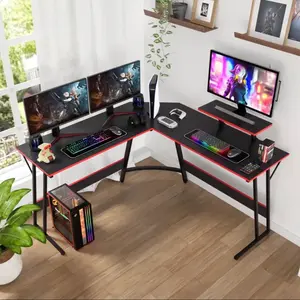 L-shaped gaming desk. Corner computer table. 4 colors available
