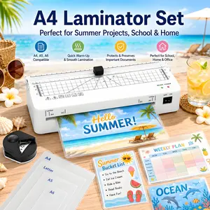 A4 Laminating Machine with Integrated Cutter 60s Warm-Up Never Jam Technology Safe Reliable Mini Laminator for Photos Docs Cards Tags Blue Pink Portable Lightweight 0.8kg Compact Design