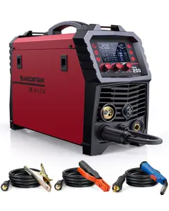 ARCCAPTAIN MIG Welder, 200Amp 6 in 1 Gas MIG/Gasless Flux Core MIG/Stick/Lift TIG/Spot welding/Spool Gun 110V/220V Aluminum Multi Process Welding Machine with LED Digital Display, Burn Back Adjustment