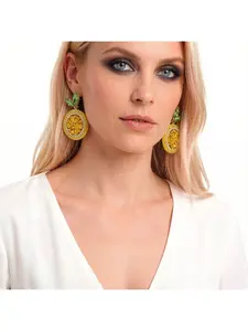Summer Fashion Oval Fruit Lemon Diamond Trend High-end Earrings Style Alloy Personalized Earrings