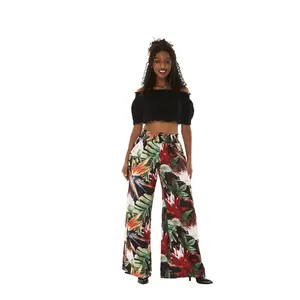 Women's High Waist Wide Leg Palazzo pants in Tropical Twilight