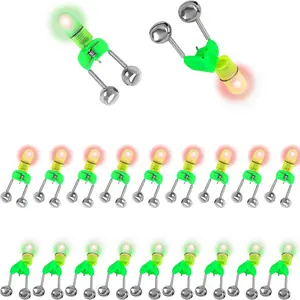 Fishing  Bells, 50 count Plastic Fishing Rod Clips with Dual Alert Bells /20PCS with Led Lights