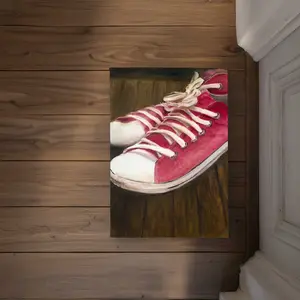 Begin Home Decor CODM172406XGI4 17 x 24 in. Pink Sneakers - Brown Bedroom Indoor & Outdoor Door Mat