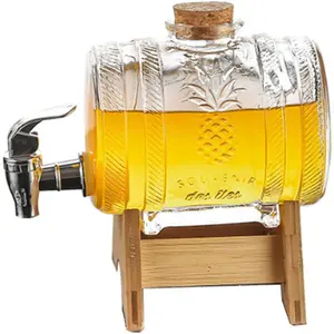 Arthink Glass Beverage Dispenser with Spigot - 1L High-Quality Glass for Juice & Lemonade - Stylish Wooden Stand - Detachable Lid for Easy Cleaning - Perfect for Party & Home Decor TikTokShopBlackFriday