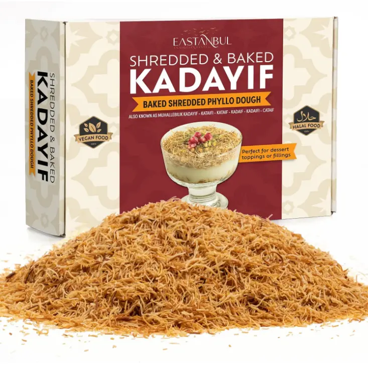 Eastanbul Baked Kataifi Shredded Fillo Dough, Kadayif, Toasted Katafi,8.8oz | Dubai Chocolate Ingredient, Kunafa Dough, Knafeh, Toasted Katifi, Baked Kadaif Pastry, Dubai Kataifi, Kosher by Star-K, Halal