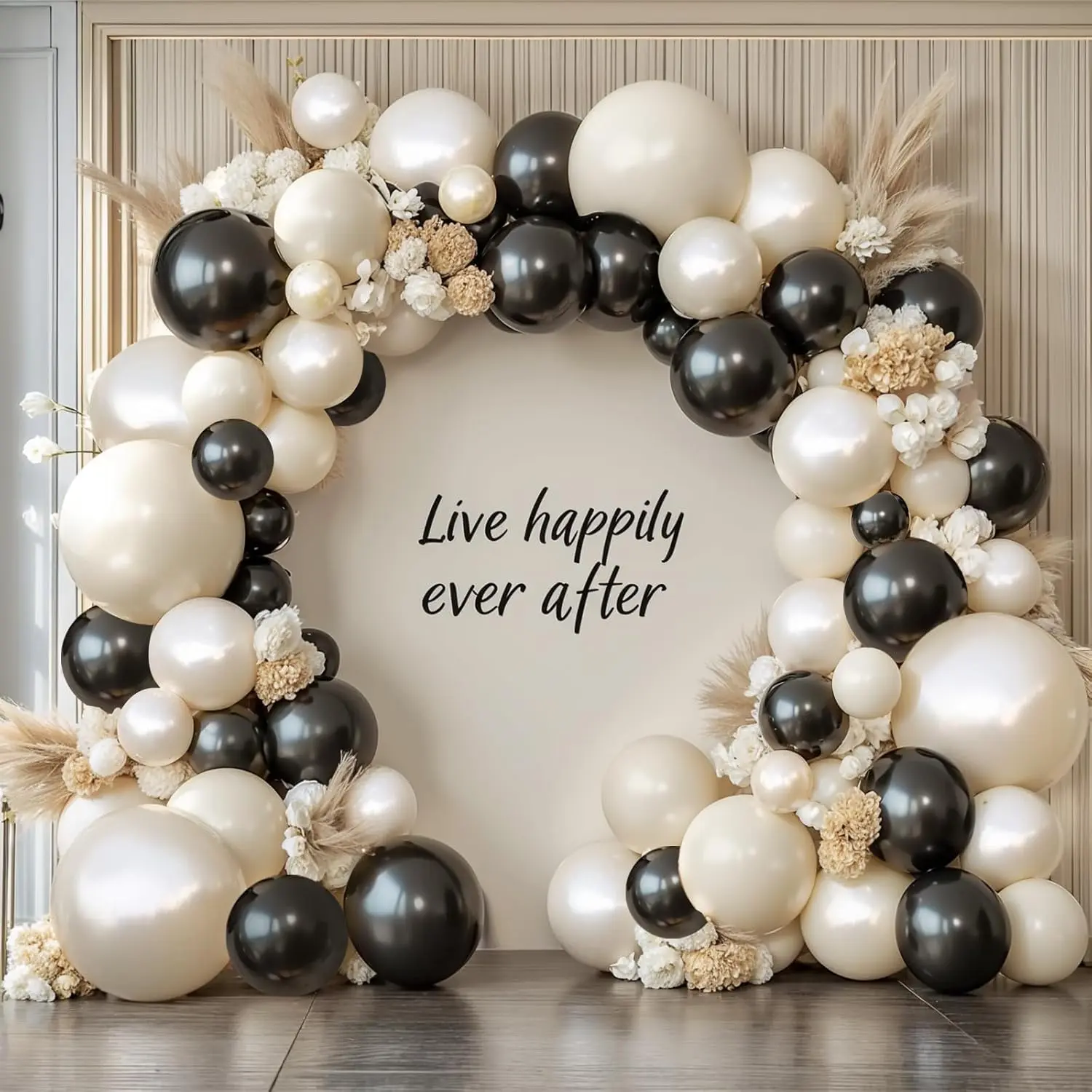Black And White Balloon Arch Kit, Double Stuffed White And Black Balloons Garland  White Sand Black Latex Balloons Different Size for Wedding  Birthday Party Decorations