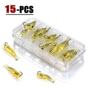 15/30pcs Silicone Lifelike Shape Fishing Lure Box Set - Compact, Realistic Action Shrimp Baits with Hooks for Freshwater/Saltwater Bass, Catfish Fishing tiktokshopspringglowup,summervibes outdoorfun