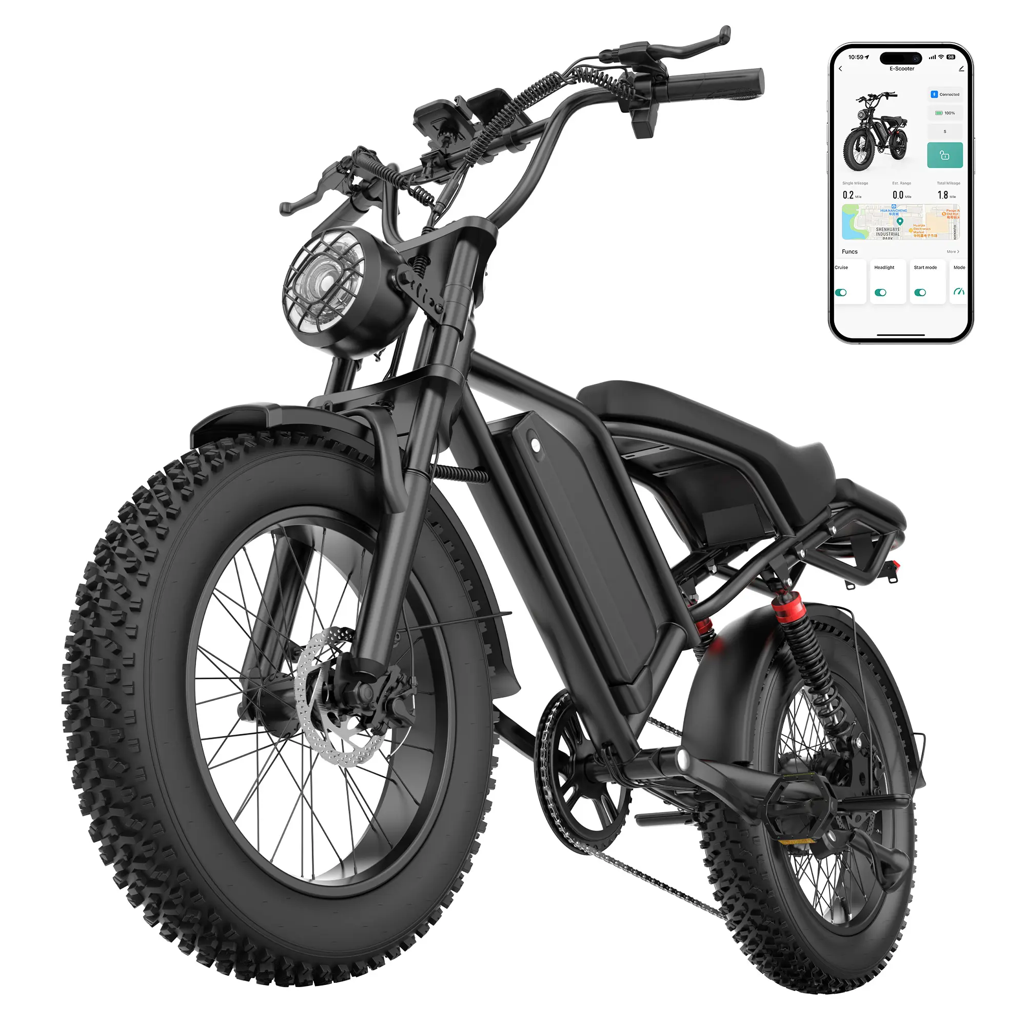 2PRO Adult 16/20-Inch Fat Tire Electric Dirtbike - 2-Seater Electric Bike, 48V 18Ah Battery (50-70 Mi Range), 1000-Peak Motor (31MPH Top Speed), Full Suspension, APP-Enabled for Off-Road Outdoor Sports, Bikes all-terrain bicycle