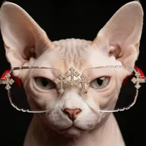 Lightweight Pet Sunglasses With Cross Crystals Suitable For Small To Large Pets