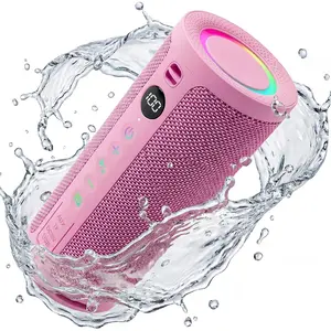 Roar 3 Portable Bluetooth Speaker,20W Powerful Sound with Deep Bass,IPX6 Waterproof,24H Playtime,Bluetooth 5.4,RGB Lights,Wireless TWS Pairing,Outdoor for Camping and Beach (Light Pink)