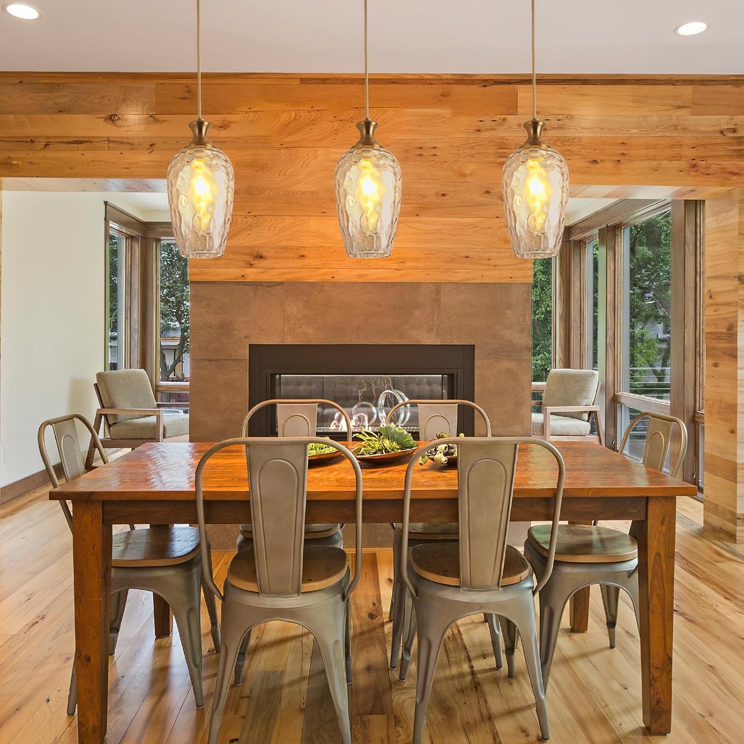 Glass Pendant Lights Kitchen, Clear Glass Hanging Light Fixtures Farmhouse Brass Gold Pendant Light for Kitchen Sink Dining Room